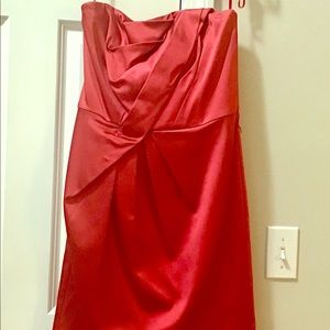 WHBM Red Satin Strapless Dress